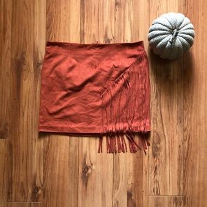 Forever 21 Plus Rust Suede Fringe Skirt
